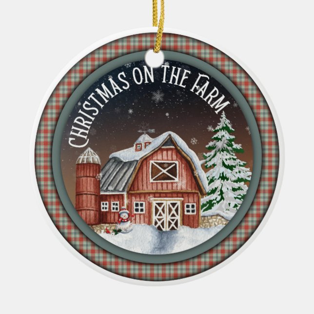Christmas on the Farm Ceramic Tree Decoration (Front)