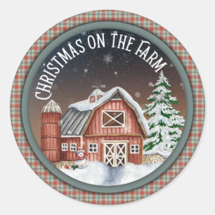 Christmas on the Farm Classic Round Sticker