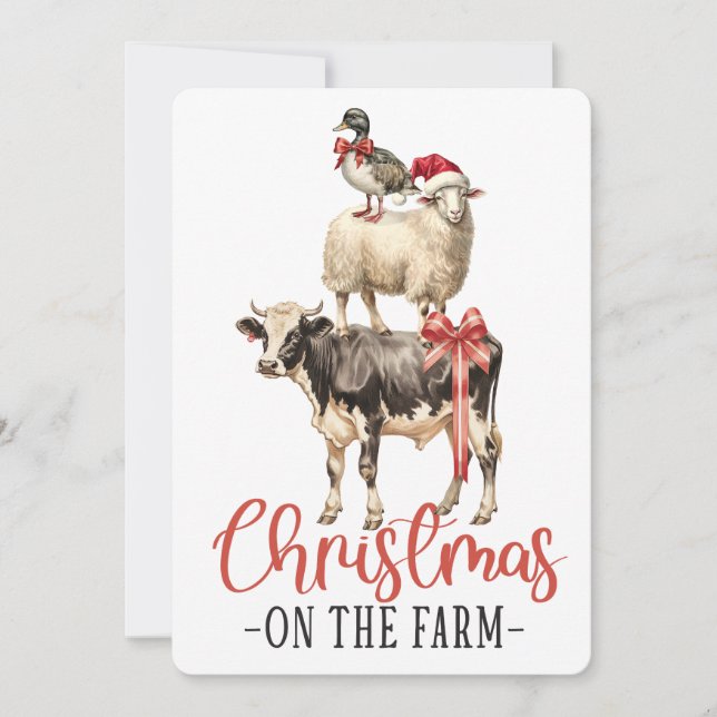 Christmas On The Farm, Farmhouse Christmas  Holiday Card (Front)