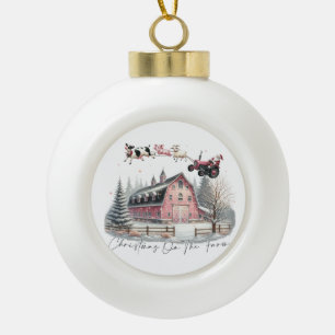 Christmas on the Farm,Merry Christmas Ceramic Ball Christmas Ornament
