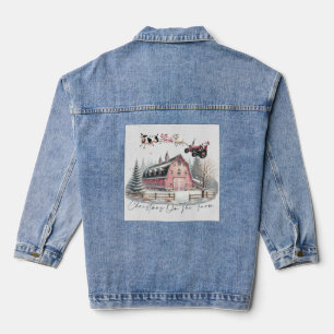 Christmas on the Farm,Merry Christmas Denim Jacket