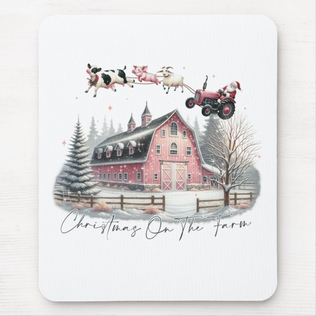 Christmas on the Farm,Merry Christmas Mouse Mat (Front)