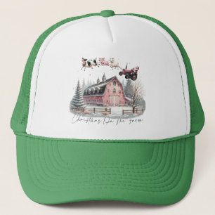 Christmas on the Farm,Merry Christmas Trucker Hat