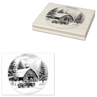 Christmas on the Farm Rubber Stamp