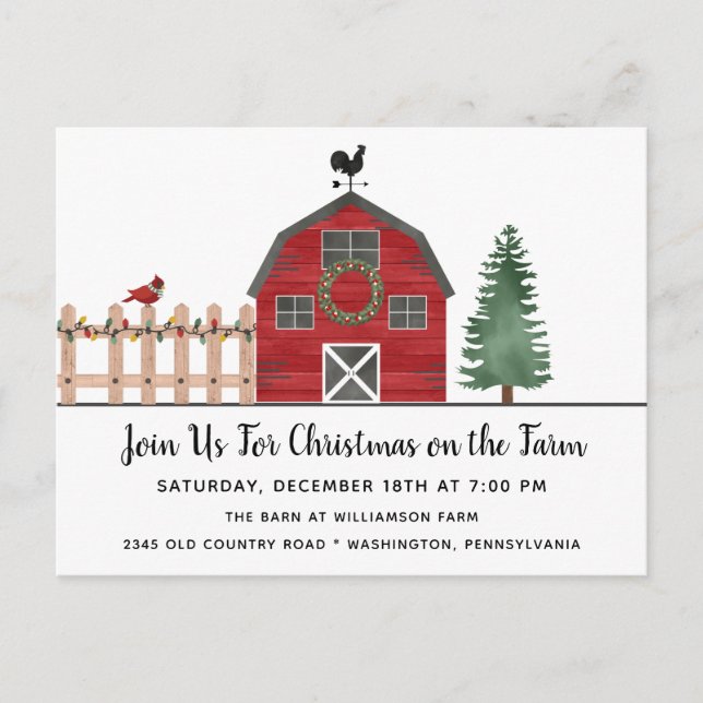 Christmas on the Farm Rustic Holiday Party Invite  (Front)