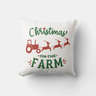 Christmas On The Farm with Tractor & Reindeer Cushion