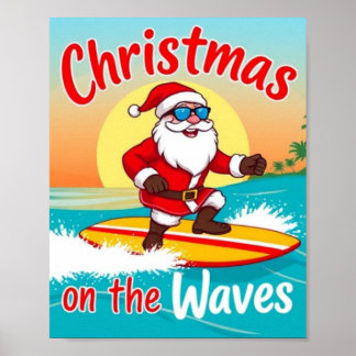 Christmas on the Wave Poster – Festive Coastal Hol