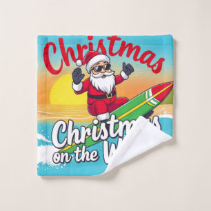 Christmas on the Waves Santa Design Wash Cloth