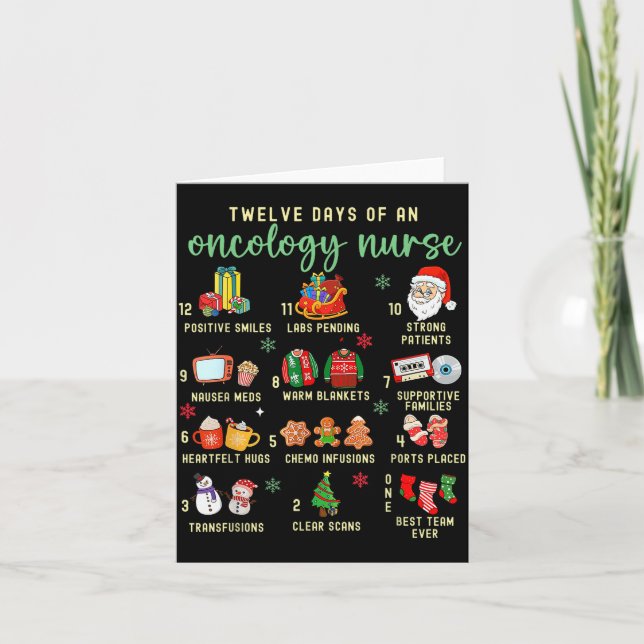 Christmas Oncology Rn Nurse 12 Days Of An Oncology Card (Front)