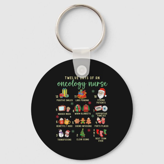 Christmas Oncology Rn Nurse 12 Days Of An Oncology Key Ring (Front)