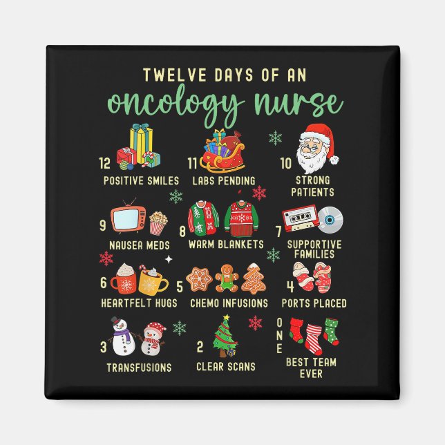 Christmas Oncology Rn Nurse 12 Days Of An Oncology Magnet (Front)
