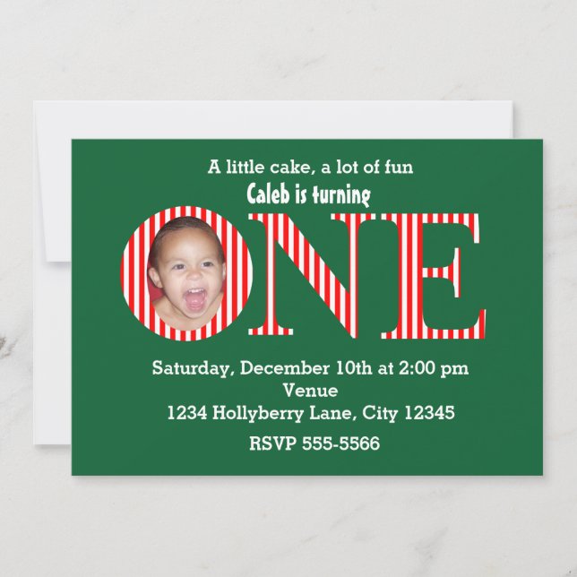 Christmas One 1st First Birthday Party Invitation (Front)