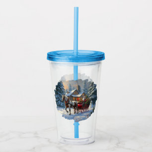 Christmas One-horse Sleigh Santa Acrylic Tumbler