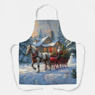 Christmas One-horse Sleigh Santa Apron