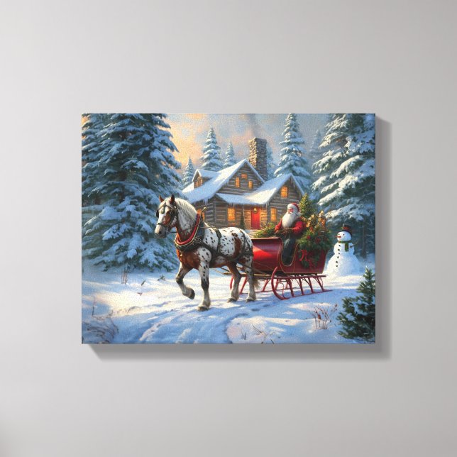 Christmas One-horse Sleigh Santa Canvas Print (Front)