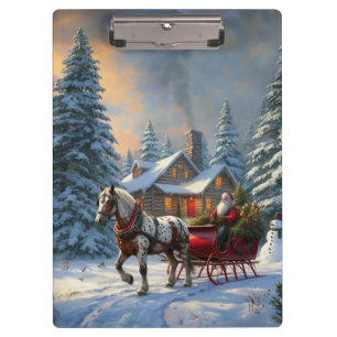 Christmas One-horse Sleigh Santa Clipboard