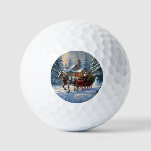 Christmas One-horse Sleigh Santa Golf Balls