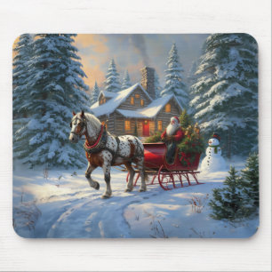Christmas One-horse Sleigh Santa Mouse Mat