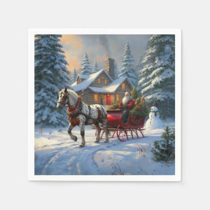 Christmas One-horse Sleigh Santa Napkin