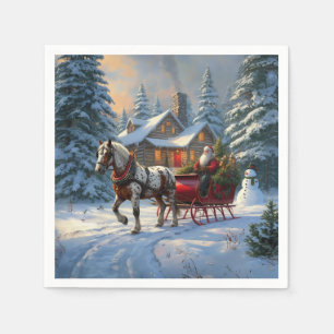 Christmas One-horse Sleigh Santa Napkin