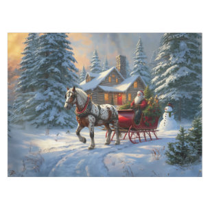 Christmas One-horse Sleigh Santa Tablecloth