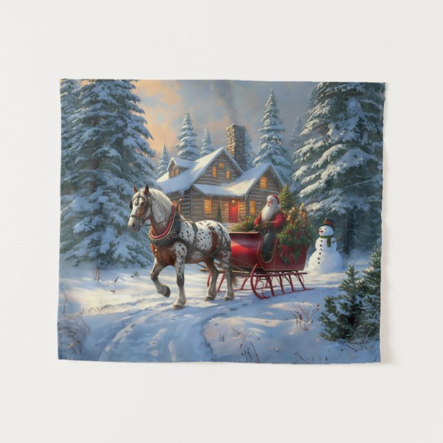 Christmas One-horse Sleigh Santa Tapestry (Front (Horizontal))