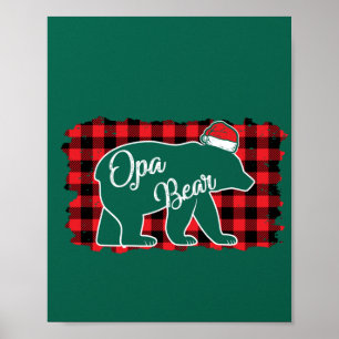 Christmas Opa Bear Christmas Red Plaid Buffalo Fam Poster
