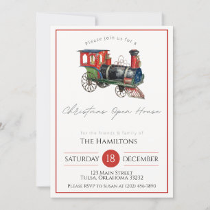 Christmas Open House Antique Train Invitation
