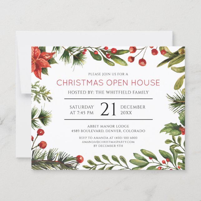Christmas Open House Holidays Party Invitation (Front)