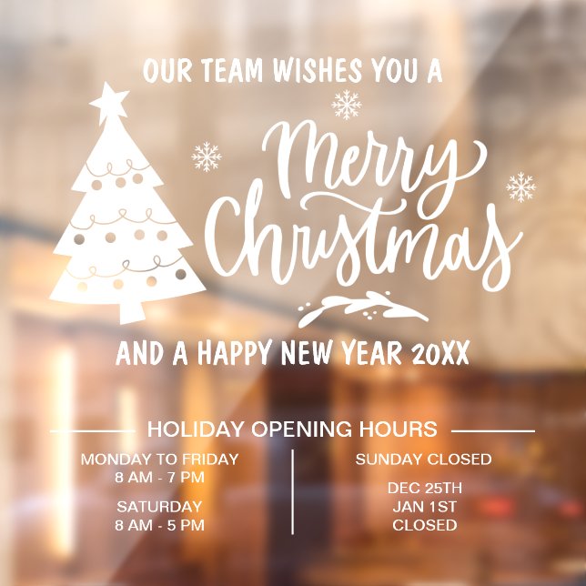 Christmas Opening Hours business   Window Cling (Sheet 2)