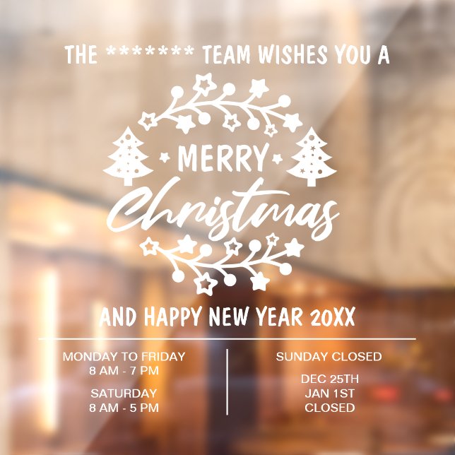 Christmas Opening Hours business  Window Cling (Sheet 2)