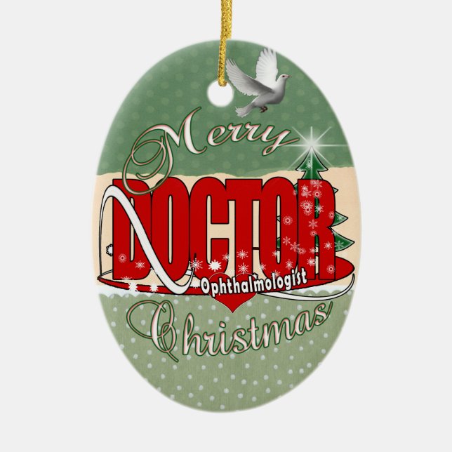 CHRISTMAS Ophthalmologist EYE DOCTOR Ceramic Tree Decoration (Front)