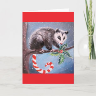 Christmas Opossum Blank Christmas Greeting Card
