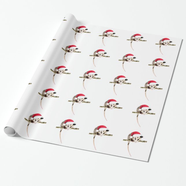 Christmas opossum wrapping paper (Unrolled)