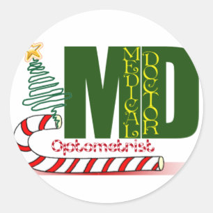 CHRISTMAS OPTOMETRIST - EYE DOCTOR CLASSIC ROUND STICKER