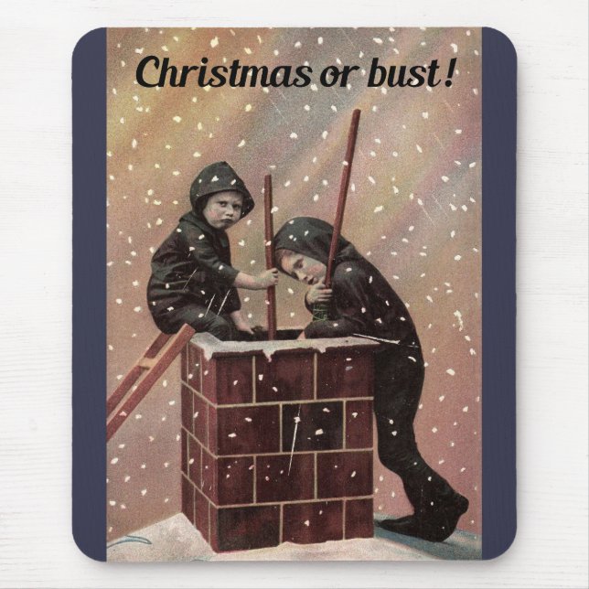 Christmas Or Bust, Boy Chimney Sweep Antique Photo Mouse Mat (Front)