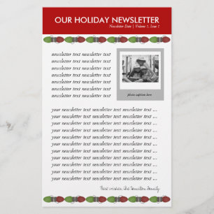 Christmas or Holiday Family Newsletter Template Stationery