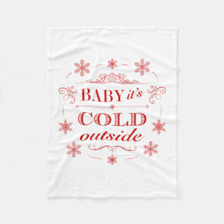 Christmas or Winter Red and White Snowflake Fleece Blanket