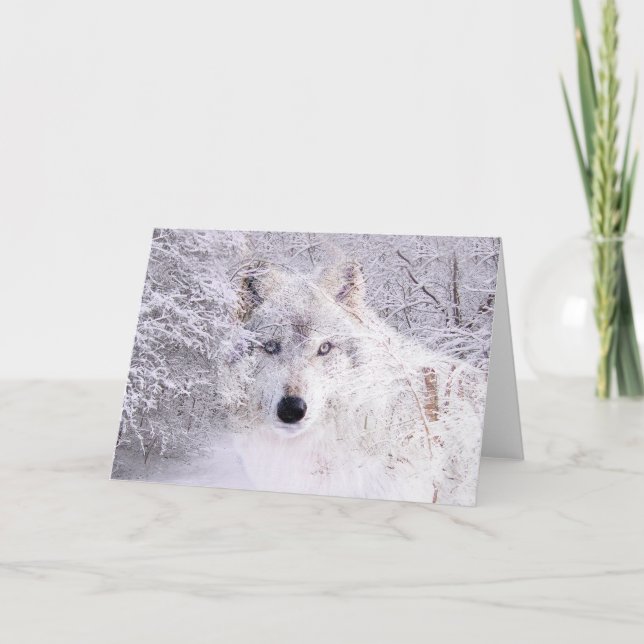 Christmas or winter wolf holiday card (Front)