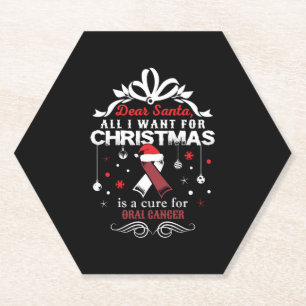 Christmas- Oral Cancer Awareness Shirt Paper Coaster