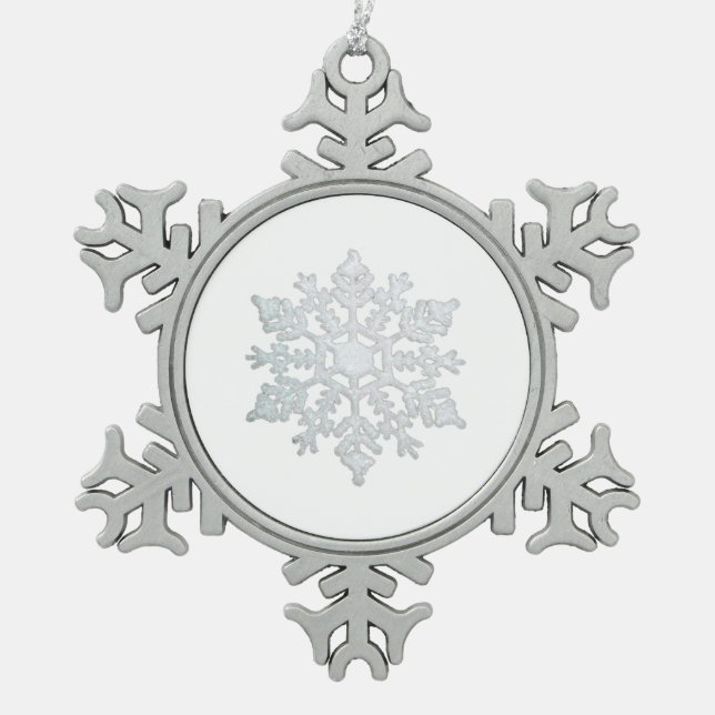 christmas oranament snowflake pewter christmas ornament (Front)