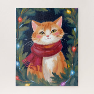 Christmas Orange Cat Festive Pet Jigsaw Puzzle