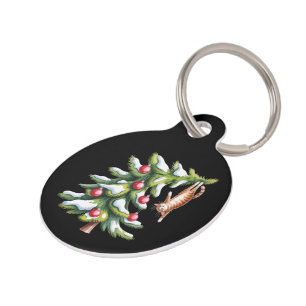 Christmas Orange Cat Tree Cats Lover Family Xmas Pet Tag