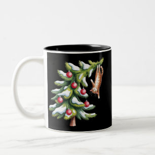 Christmas Orange Cat Tree Cats Lover Family Xmas Two-Tone Coffee Mug