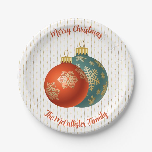 Christmas Orange Ornament Paper Plate (Front)