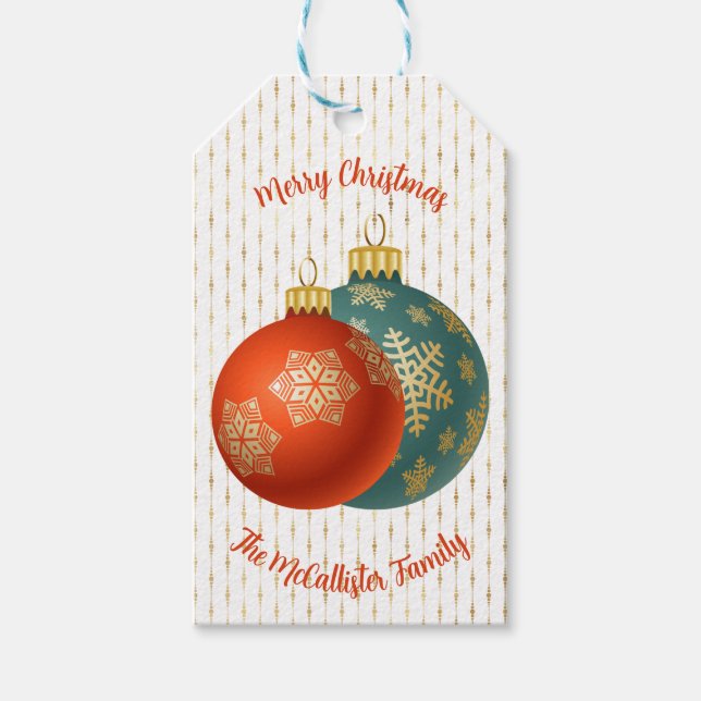 Christmas Orange Ornaments Gift Tag (Front)