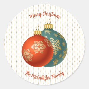 Christmas Orange Ornaments Sticker