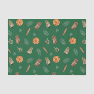 Christmas Orange Spice, Pine, Pinecones Green Tissue Paper