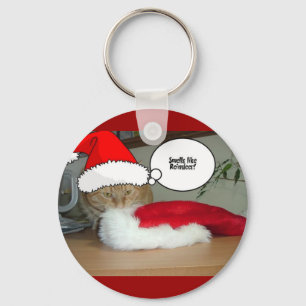 Christmas Orange Tabby Cat Key Ring