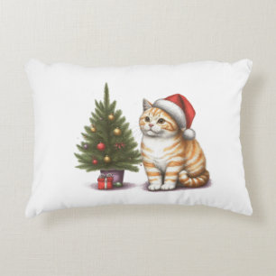 Christmas Orange Tabby Decorative Cushion